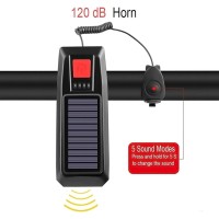 Solar Powered Bike Light Wireless Control Tail Light With Horn Turn Signal Light Red