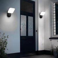 Pebin Led Outdoor Lights Fixtures 12W 6000K Modern Exterior Porch Lights Wall Sconce Light For Patio Doorway Garage Matt Black Cool White Square