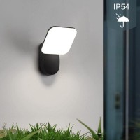 Pebin Led Outdoor Lights Fixtures 12W 6000K Modern Exterior Porch Lights Wall Sconce Light For Patio Doorway Garage Matt Black Cool White Square