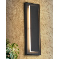 Tewei 1 Pack Modern Led Outdoor Wall Lights, Black Exterior Wall Sconce & Indoor Wall Sconce Lighting Fixtures, 15.7'' Large Front Door Lights For Entrance, Hallway, 360 Beam Angle, Warm White 3000K