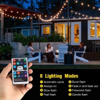 Nymphy Outdoor String Lights 50Ft, Outdoor Lights Waterproof With 26 Shatterproof Bulbs, Personalized 8 Lighting Modes Remote Control Patio Lights For Patio Porch Decor Balcony Backyard Party