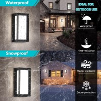 Tewei 2 Pack Modern Led Outdoor Wall Lights, Black Exterior Wall Sconce & 18W Led Porch Lights Outdoor Lights For House, 4000K Natural White Ip65 Waterproof Garage Lights Fixtures For Entrance