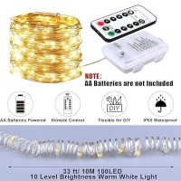 Fairy Lights Battery Operated With Remote 3 Pack X 33Ft 100Led Waterproof Outdoor String Lights Battery Powered Copper Wire Fai