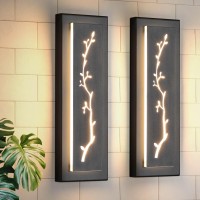 Tewei 2 Pack Modern Led Outdoor Wall Sconce Black Exterior Wall Lights Indoor Wall Sconce Lighting Fixtures 157 Garage Li