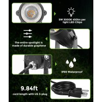 Lohas Landscape Spot Lights Outdoor, 5W Dusk To Dawn Outdoor Lighting, Led Spotlights For Yard, 120V 450Lm Outside Lights For House, 9.84-Ft Cord, Ip66 Waterproof 3000K Warm White, Ul Listed 2 Pack