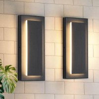 Tewei 2 Pack Modern Led Outdoor Wall Lights Black Exterior Led Wall Sconce Lighting Fixtures Square Mini Indoor Wall Sconce 3