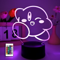 Zabees Kirby Light Anime Lamp 3D Night Lights Cute Cartoon Games Anime Action Dolls Home Decor Lights Kids Birthday Gifts Kirby