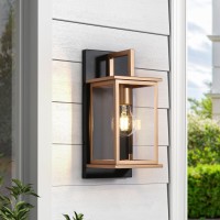 Black And Gold Outdoor Wall Lights, Modern Exterior Wall Mounted Sconce With Clear Glass Shade, Anti-Rust Square Waterproof Porch Lights Fixture For Front Door, Entry, Porch, Patio, And Gazebo