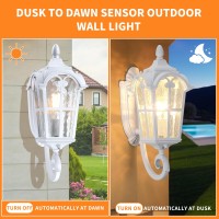 Lonedruid Dusk To Dawn Sensor Outdoor Porch Light White Exterior Wall Lantern Modern Outside Sconce Lighting Fixtures Waterproof