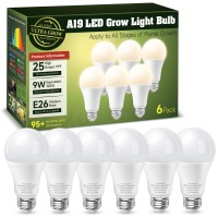 Grow Light Bulbs Led Grow Light Bulbs A19 Full Spectrum Plant Light Bulbs 100W Equivalent Grow Bulb E26 Base 9W Grow Lights