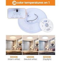 12Pack Led Flush Mount Ceiling Light Fixture 12Inch 28W Dimmable Ceiling Light 3000K4500K6000K 3 Color Adjustable Round Ceil