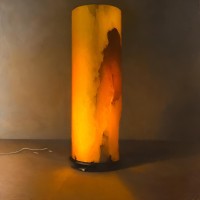 Natural Onyx Crystal Cylinder Lamp: Natural Crystal Cylinder Lamp Elegance Perfect For Home Decoration