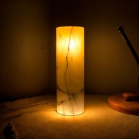 Natural Onyx Crystal Cylinder Lamp: Natural Crystal Cylinder Lamp Elegance Perfect For Home Decoration