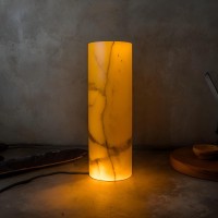 Natural Onyx Crystal Cylinder Lamp: Natural Crystal Cylinder Lamp Elegance Perfect For Home Decoration