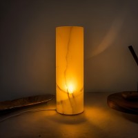 Natural Onyx Crystal Cylinder Lamp: Natural Crystal Cylinder Lamp Elegance Perfect For Home Decoration