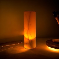 Natural Onyx Crystal Cylinder Lamp: Natural Crystal Cylinder Lamp Elegance Perfect For Home Decoration