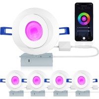 Rollin Light Gimbal Smart Recessed Lighting 4 Inch 4 Pack Wifi Bluetooth Eyeball Spotlights Led Recessed Rgbcw Colorful Light