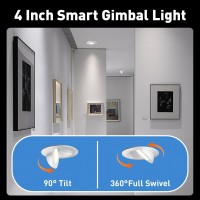 Rollin Light Gimbal Smart Recessed Lighting 4 Inch 4 Pack Wifi Bluetooth Eyeball Spotlights Led Recessed Rgbcw Colorful Light