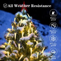 2024 New Outdoor String Lights 100Ft, Waterproof String Lights For Outside, Patio Light With 52 Icicle Shape Bulbs, Dimmable Led Lights String, Linkable Hanging Lights For Christmas Party Yard Balcony