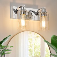 Alaislyc 2Light Bathroom Light Fixtures Modern Chrome Vanity Lights For Bathroom Lighting Fixtures Over Mirror With Clear Glass