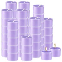 100 Pcs Lavender Scented Tealight Candles In Clear Cup Purple Wax Votive Candle For Emergencies Home Decor Wedding Holiday 8 Ho