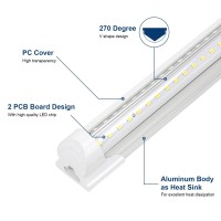 Epestoec Led Shop Light 4Ft 42W 6300Lm 5000K Super Bright White V Shape Integrated T8 Led Tube Light High Output Linkable Shop