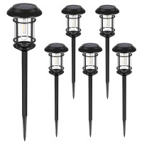 Sunnypark Solar Pathway Lights Outdoor, 6 Pk Bright Solar Filament Waterproof Auto On/Off Garden Lights Solar Powered Landscape Lights For Yard Walkway Driveway Lawn-Warm White