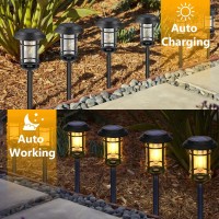 Sunnypark Solar Pathway Lights Outdoor, 6 Pk Bright Solar Filament Waterproof Auto On/Off Garden Lights Solar Powered Landscape Lights For Yard Walkway Driveway Lawn-Warm White