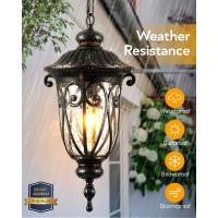 Vianis Large Outdoor Pendant Light Vintage Outdoor Chandelier Farmhouse Waterproof Outdoor Hanging Lights With Seed Glass Out