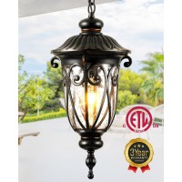 Vianis Large Outdoor Pendant Light Vintage Outdoor Chandelier Farmhouse Waterproof Outdoor Hanging Lights With Seed Glass Out