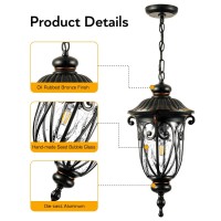 Vianis Large Outdoor Pendant Light Vintage Outdoor Chandelier Farmhouse Waterproof Outdoor Hanging Lights With Seed Glass Out