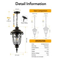 Vianis Large Outdoor Pendant Light Vintage Outdoor Chandelier Farmhouse Waterproof Outdoor Hanging Lights With Seed Glass Out