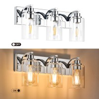 Alaislyc 3Light Bathroom Light Fixtures Modern Chrome Vanity Lights For Bathroom Lighting Fixtures Over Mirror With Clear Glass