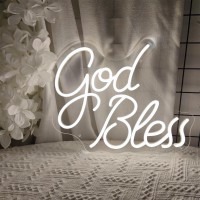 God Bless Neon Sign For Baptism Decorations Wall Decor God Bless 158127 Inches Led Neon Sign God Bless Sign Perfect For Child