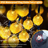 Warm White Outdoor String Lights - 49Ft 120 Led Plug In Globe String Lights Waterproof With Remote, 8 Modes Hanging Globe Fairy Lights For Bedroom Classroom Party Christmas Outside Indoor Decor