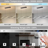 Lannlker Modern Led Pendant Lights 47In Chandelier Dimmable With Remote Control 3000K6000K Adjustable Color Temperature Alumi