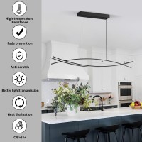 Lannlker Modern Led Pendant Lights 47In Chandelier Dimmable With Remote Control 3000K6000K Adjustable Color Temperature Alumi