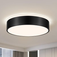 Vikaey Black Led Ceiling Light Modern Flush Mount Ceiling Light Fixture Minimalist Round Metal Lighting Fixture Ceiling Lamp F