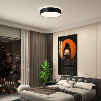 Vikaey Black Led Ceiling Light Modern Flush Mount Ceiling Light Fixture Minimalist Round Metal Lighting Fixture Ceiling Lamp F