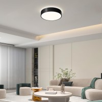 Vikaey Black Led Ceiling Light Modern Flush Mount Ceiling Light Fixture Minimalist Round Metal Lighting Fixture Ceiling Lamp F