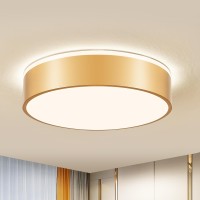 Vikaey Gold Led Ceiling Light Modern Flush Mount Ceiling Light Fixture Minimalist Round Metal Lighting Fixture Ceiling Lamp Fo