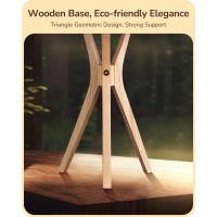 Edishine Tripod Table Lamp 175 Modern Bedside Lamp With Natural Woodcolored Lamp Legs Beige Linen Lampshade Boho Nightst