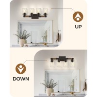 Goebleson 4Light Bathroom Light Fixture Farmhouse Vanity Lights For Bathroom With Glass Shade Rustic Bathroom Light Fixtures