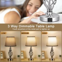 Touch Table Lamps For Bedrooms Set Small Gold Bedroom Lamps With Usb Ports And Brass Base And White Lampshade Bedside Lamp Wit