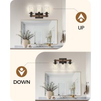 Goebleson 3Light Bathroom Light Fixture Farmhouse Vanity Lights For Bathroom With Glass Shade Rustic Bathroom Light Fixtures