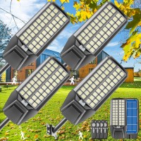 Jadisi 4Pack 4000W Solar Street Light 300000 Lumens Dusktodawn Waterproof Ideal For Commercial Outdoor Parking Lots