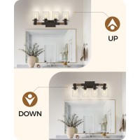 Goebleson 5Light Bathroom Light Fixture Farmhouse Vanity Lights For Bathroom With Glass Shade Rustic Bathroom Light Fixtures