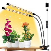 Lpmzmbl Full Spectrum Dual Heads Grow Lights For Indoor Plants Plant Lamps With Clips 10 Level Brightness And 3912H Timer For