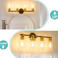 Alaislyc Bathroom Light Fixtures Wall Sconce Light With Clear Glass 4 Lights Bathroom Lighting Over Mirror Vanity Lights For Liv