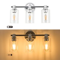 Alaislyc Bathroom Light Fixtures Wall Sconce Light With Clear Glass Chrome 3 Lights Bathroom Lighting Over Mirror Vanity Lights